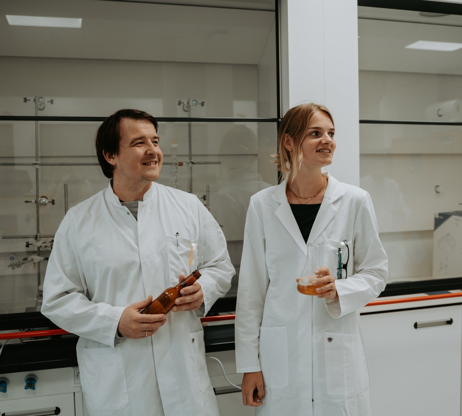 Beer-o-Meter lab team with a beer sample